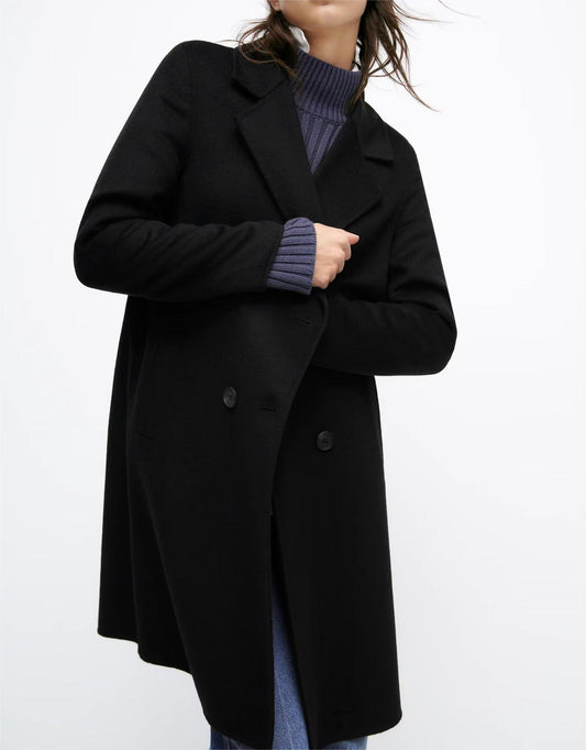 Autumn Winter Polo Collar Coat Double Breasted Long Shirt