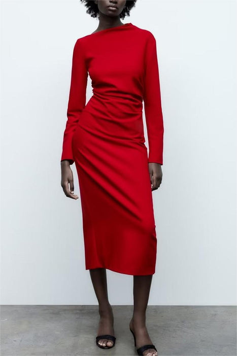 Classic Red Dress Lady Sheath Dress Women