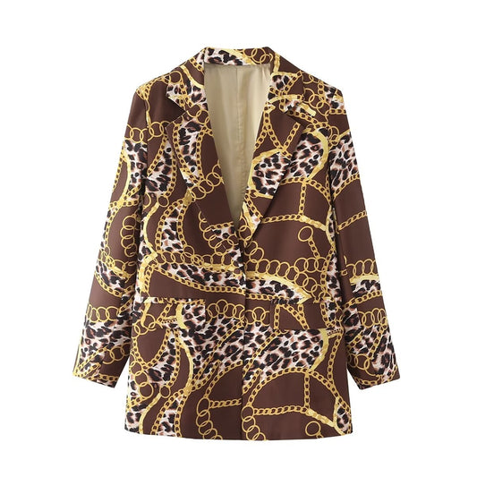 Leopard Figure Street Trendy Women Clothing Fall Mid Length Coat