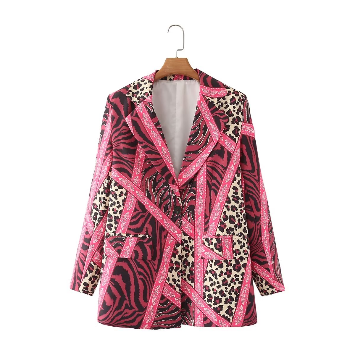 Autumn Mid Long Sleeved Top Personality Street Women  Clothing Leopard Print Blazer