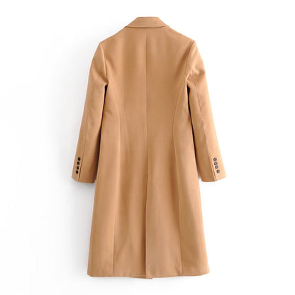 Early Winter Women Clothing Collar Solid Color One Button Mid Length Coat