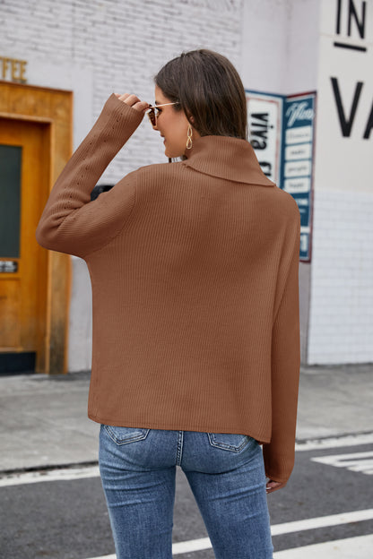 Solid Color  Long Sleeve Pullover Knitting Bottoming  Loose Turtleneck Sweater