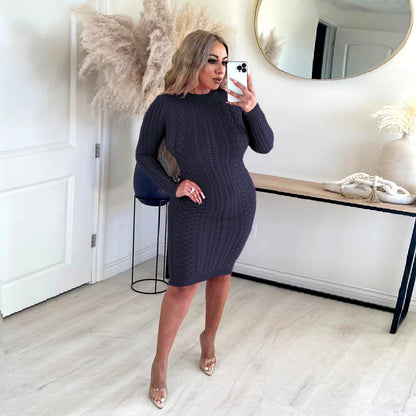 Solid Color Sexy Women Sweater Dress