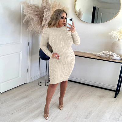 Solid Color Sexy Women Sweater Dress