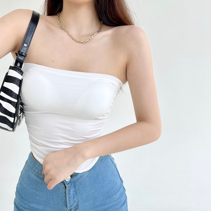 Women Clothing Sexy Bandeau Top Casual Wild Slimming