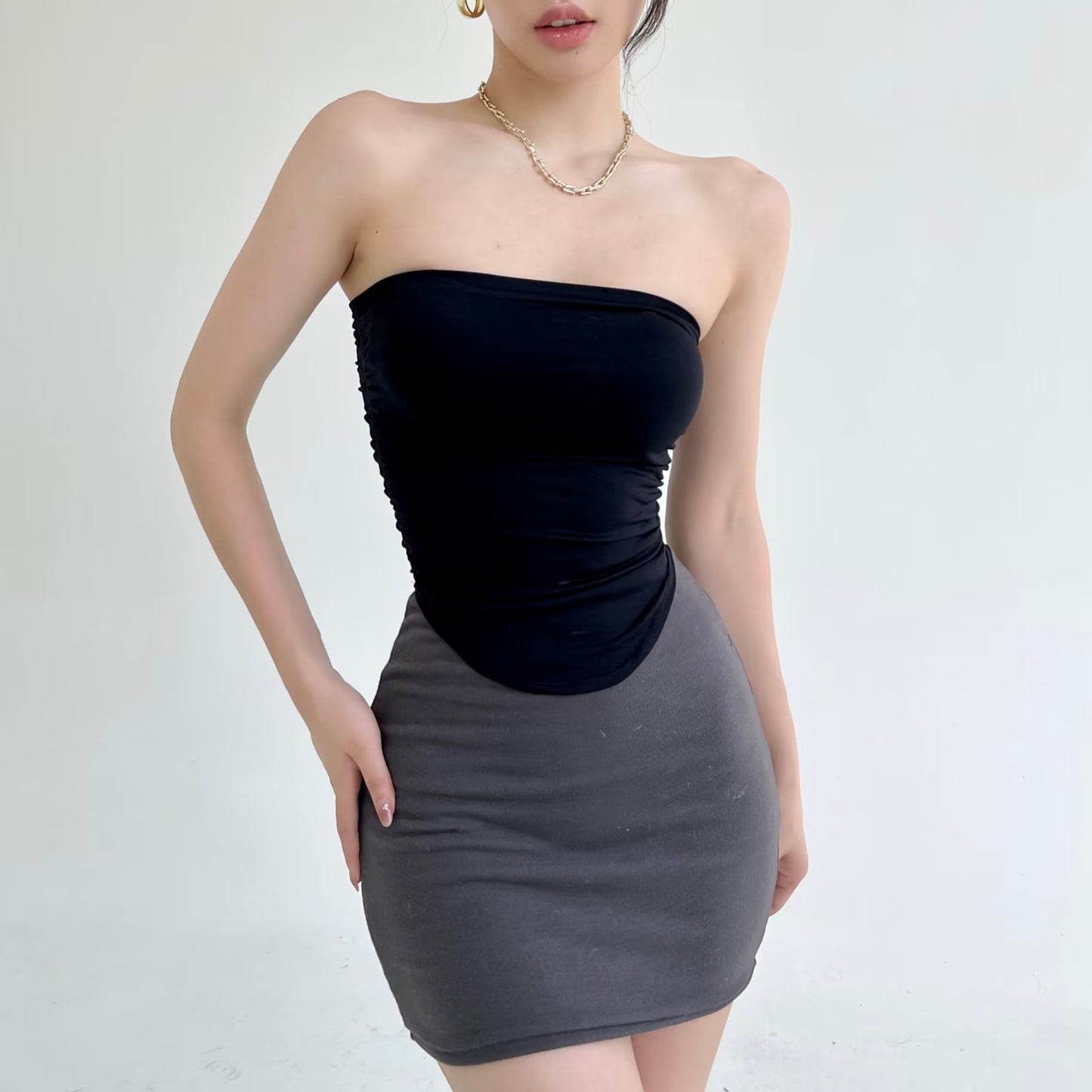 Women Clothing Sexy Bandeau Top Casual Wild Slimming