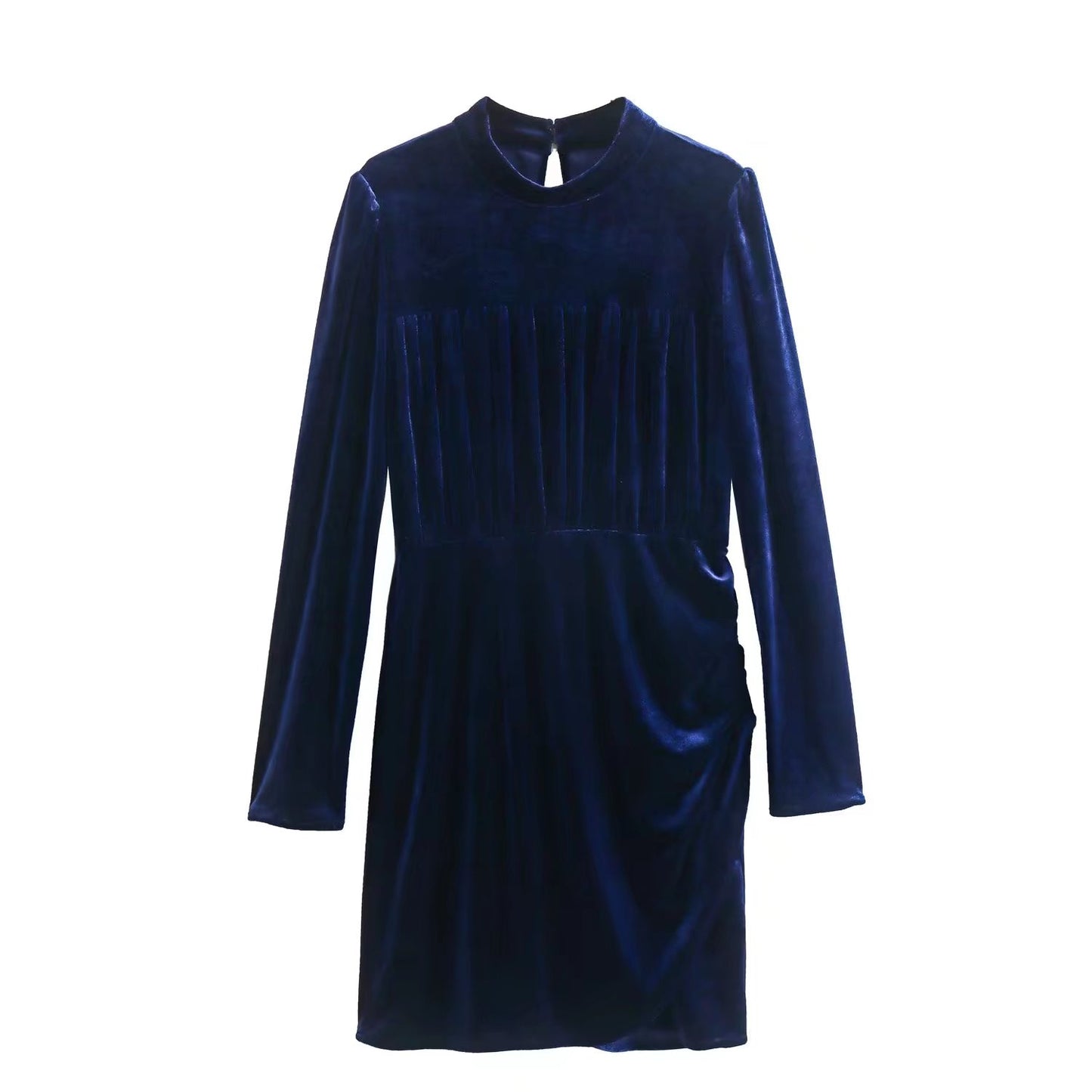 Autumn Women Clothing Velvet Slim Fit round Neck Long Sleeved Dress