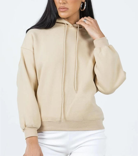 Fall Women Clothing Solid Color Fleece Pullover Women Hoodie