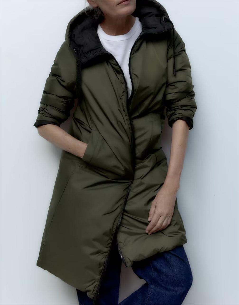 Winter Casual Retro Hooded Collar Loose Warm Cotton Padded Coat Women