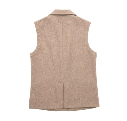 Winter Casual Collared Single Breasted Slim Slimming Two Color Vest Women