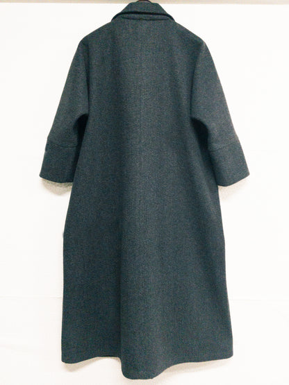 Autumn Winter Women Overcoat Woolen Ultra Long Loose Double Pocket Collared Simple Coat