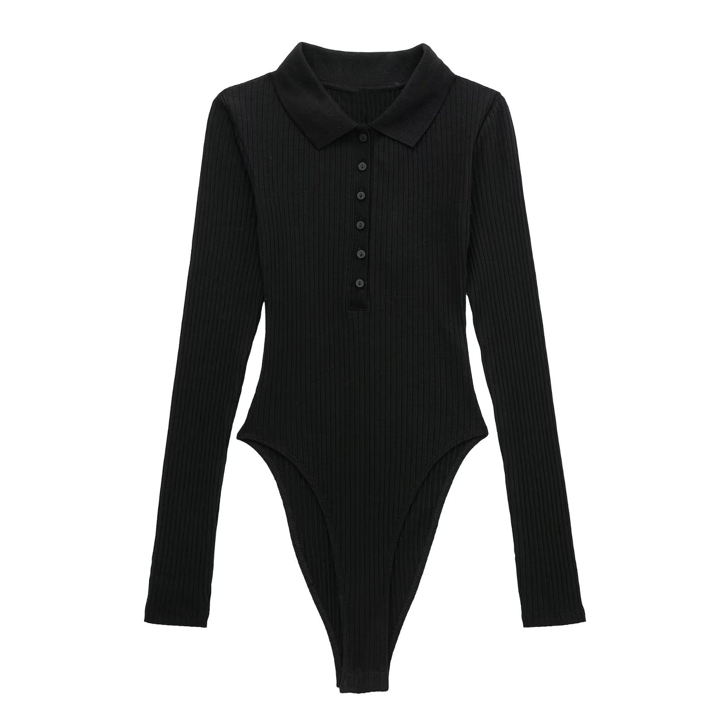 Winter Women 'S  Casual Polo Shirt Collar Slim Bodysuits