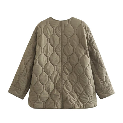 Autumn Winter Cotton Clothing Quilted Jacket Women Loose Profile Single Breasted Cotton Padded Coat