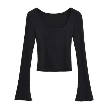 Bottoming Women Inner Wear Spring Autumn Korean Fashionable Long Sleeve T shirt Slim Fit Slimming U Collar Top Women