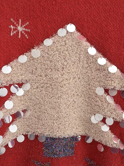 Autumn Winter Sweater Christmas Snowflake Long Sleeve Bottoming round Neck Knitted Sweater Pullover Sweater