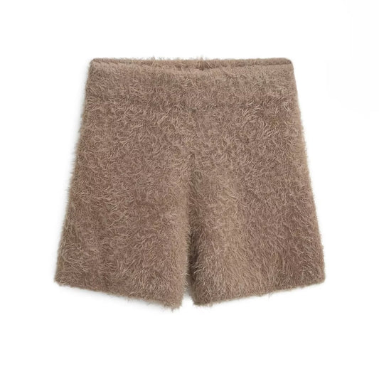 Blogger Furry Mohair Knitted Shorts Sexy Tight Slimming Knitted Shorts