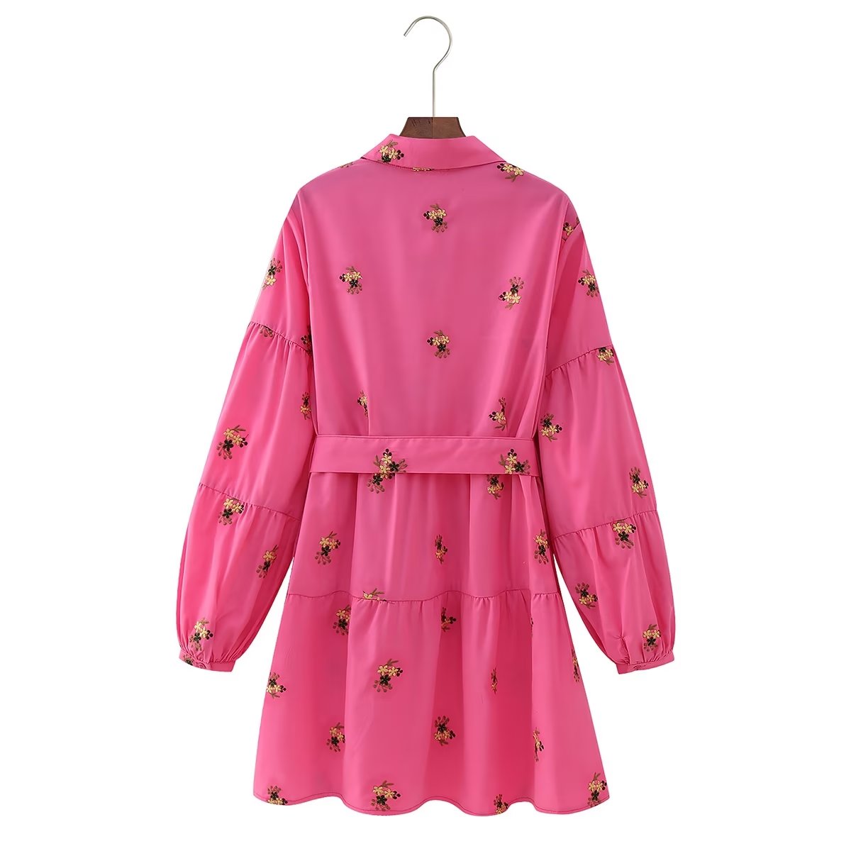 Fall Women  Clothing Long Sleeve Random Embroidered Shirt Dress