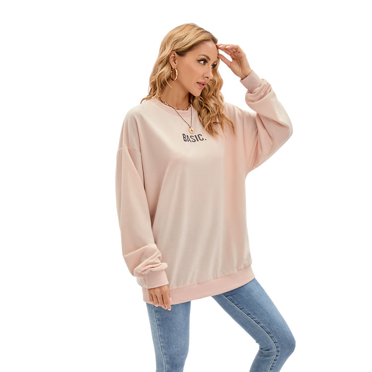 Women New Autumn Simple Joker Loose Long Sleeve T Shirt Sports Casual Top