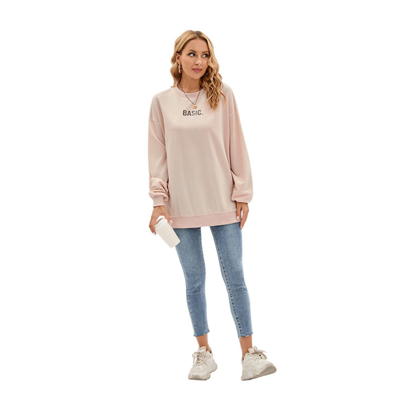 Women New Autumn Simple Joker Loose Long Sleeve T Shirt Sports Casual Top