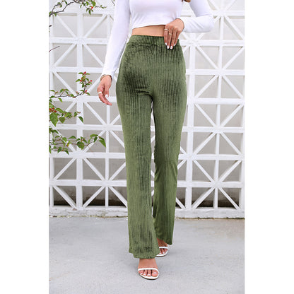 Women  Spring And Summer New Solid Color Joker Corduroy Casual Pants