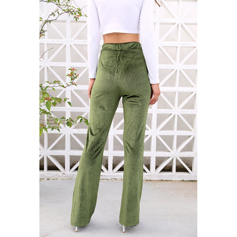 Women  Spring And Summer New Solid Color Joker Corduroy Casual Pants