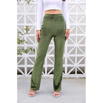 Women  Spring And Summer New Solid Color Joker Corduroy Casual Pants