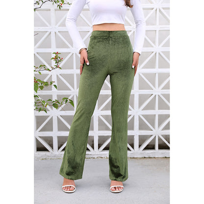 Women  Spring And Summer New Solid Color Joker Corduroy Casual Pants