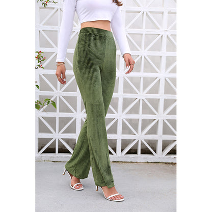 Women  Spring And Summer New Solid Color Joker Corduroy Casual Pants