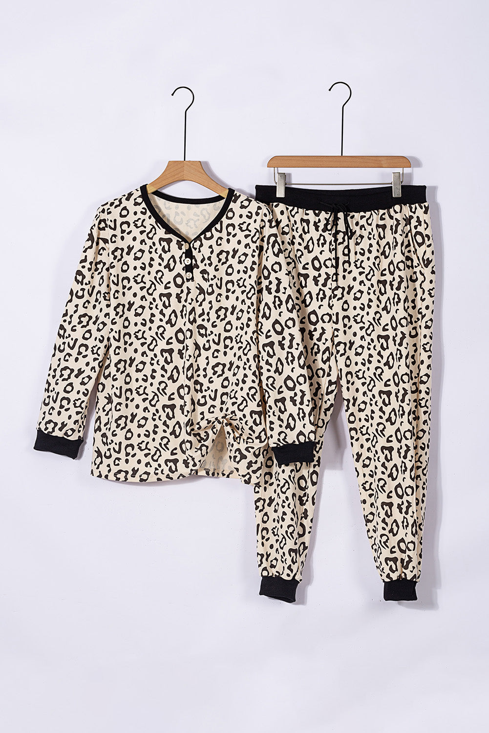 Plus Size Homewear Suit Spring Autumn Leopard Print Long Sleeve round Neck Pullover Loose Pajamas Women
