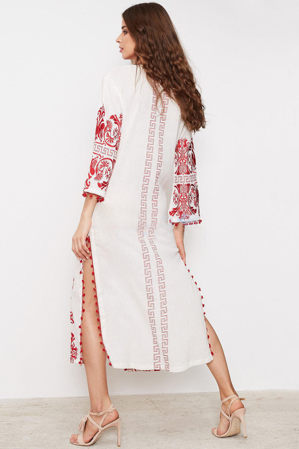 Women  Spring and Summer New Bohemian Vacation Chinese Style Design Embroidered Temperament Split Dress
