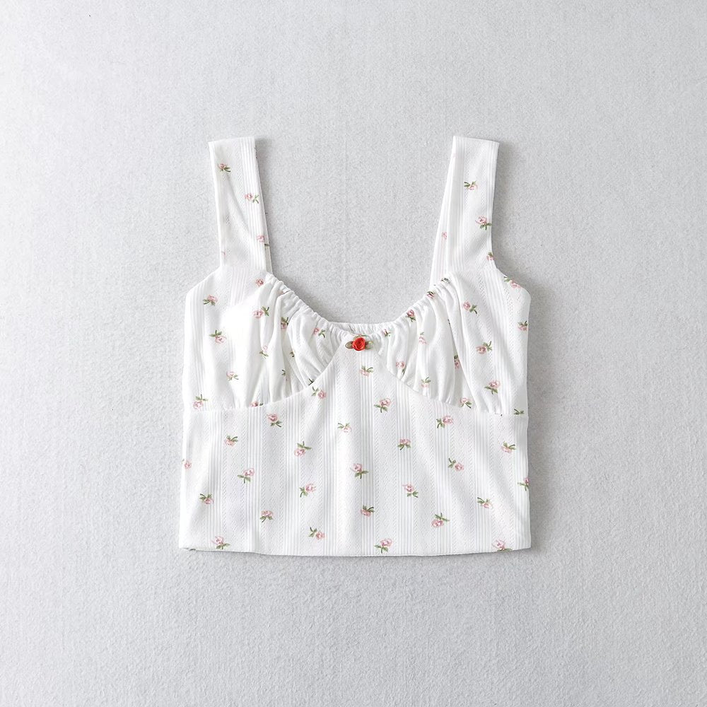 Spring Autumn Women Clothing Sweet Cute Stylish Printing Small Slip Top