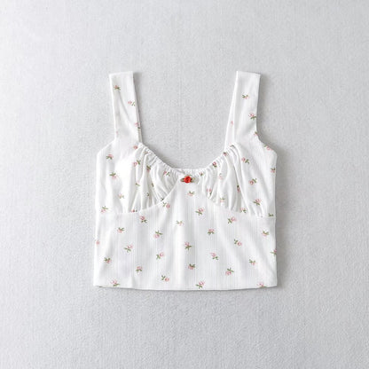 Spring Autumn Women Clothing Sweet Cute Stylish Printing Small Slip Top