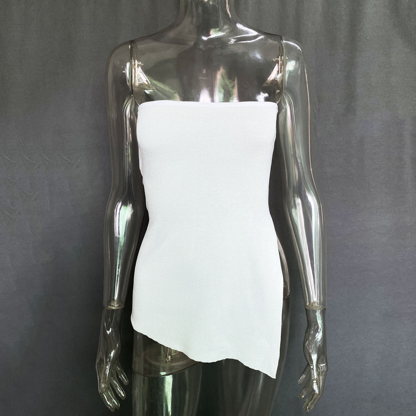 Spring Summer Best Women Clothes Irregular Asymmetric Slit Woolen Tube Top Vest