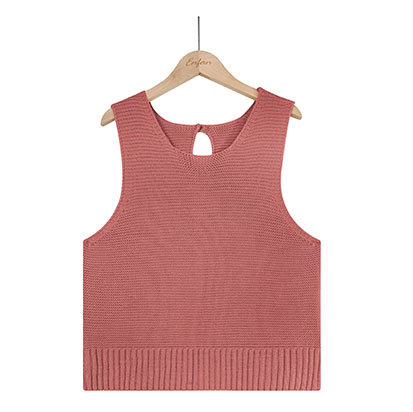 Spring Summer Women's Clothing All Match Solid Color Camisole Knitted Button Vest