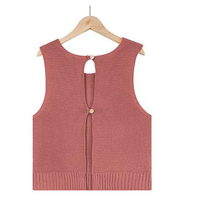 Spring Summer Women's Clothing All Match Solid Color Camisole Knitted Button Vest