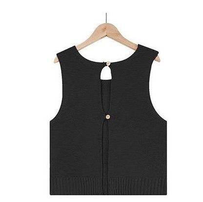 Spring Summer Women's Clothing All Match Solid Color Camisole Knitted Button Vest