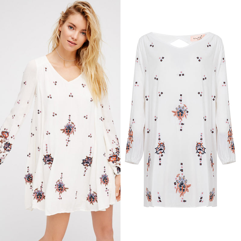 Women Spring And Summer New Delicate Loose Bohemian Embroidered Dress