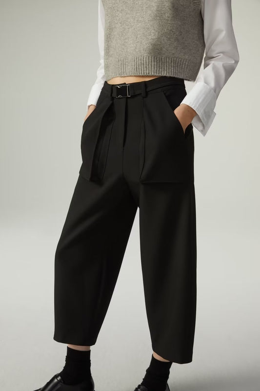 Women Belt Leg Pants Trousers