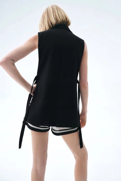 Summer Wind Women  Black Slit Vest Casual Office Vest