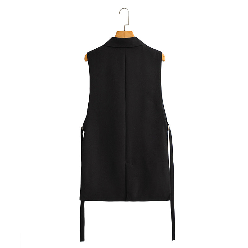 Summer Wind Women  Black Slit Vest Casual Office Vest