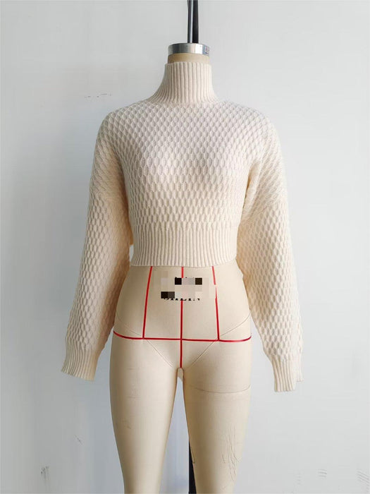 Spring Women Clothing Loose Backless Half Turtleneck Sweater