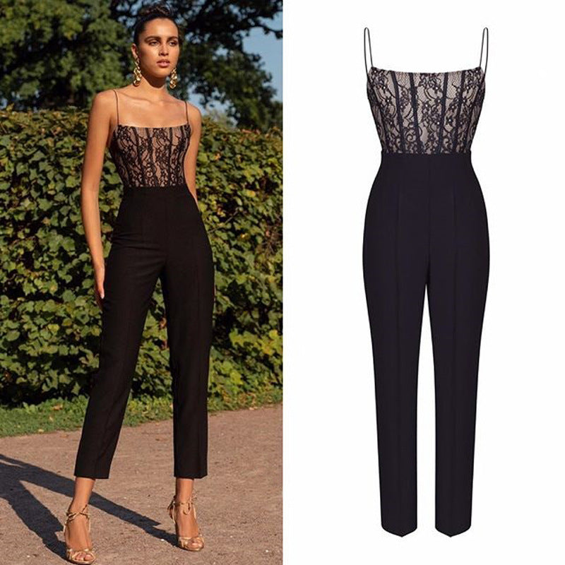 Sexy Lace Sling Sleeveless Jumpsuit