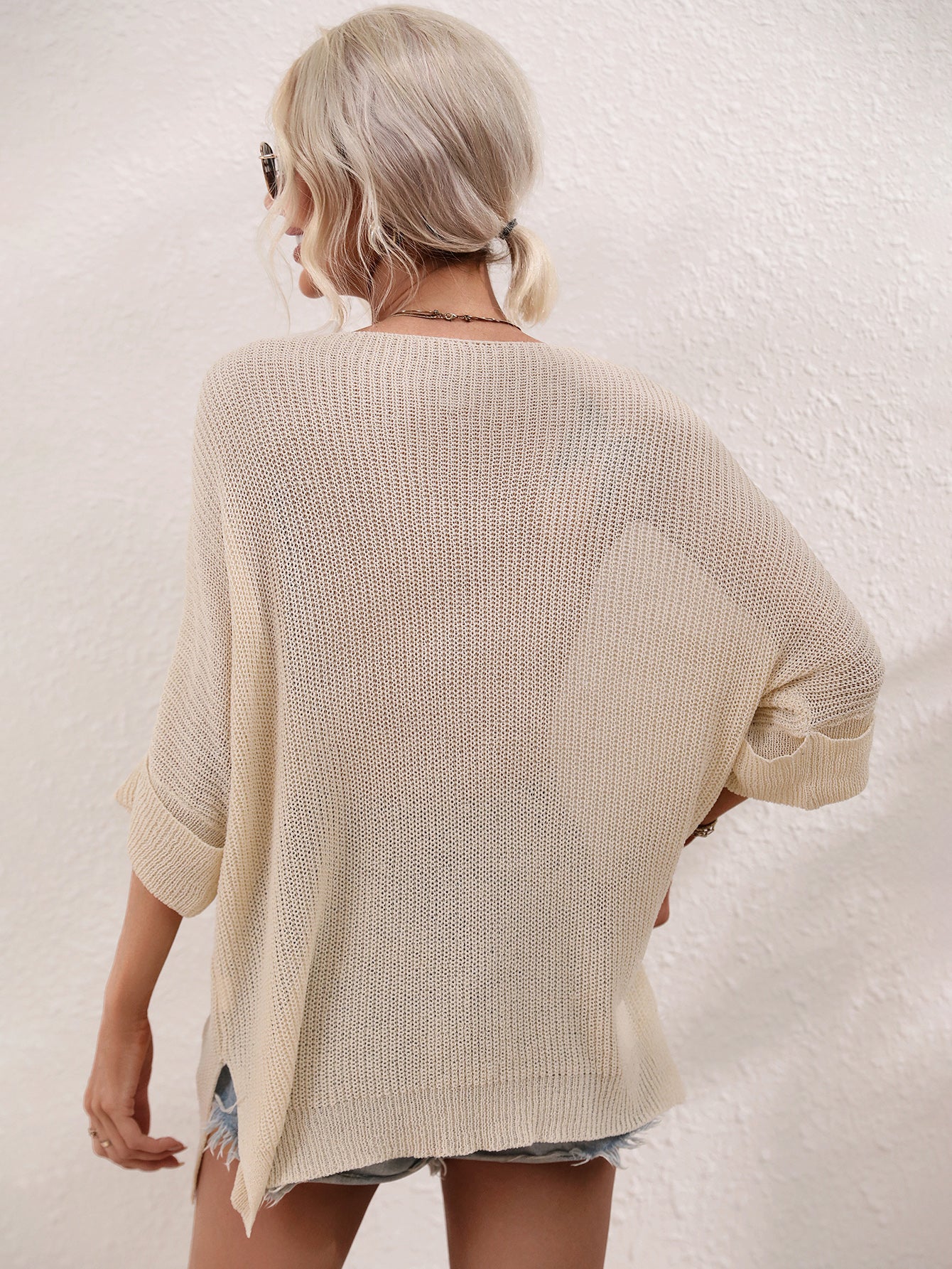 Spring Summer Women Clothing Knitted Loose Solid Color Pullover Women Needle