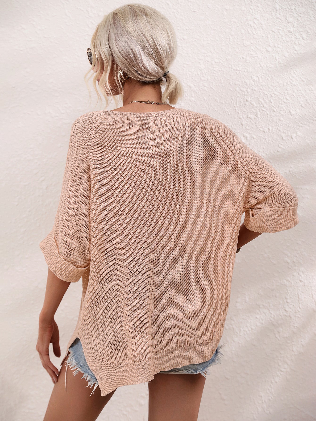 Spring Summer Women Clothing Knitted Loose Solid Color Pullover Women Needle