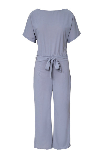 Blue Glam Belted Wide Leg Jumpsuit