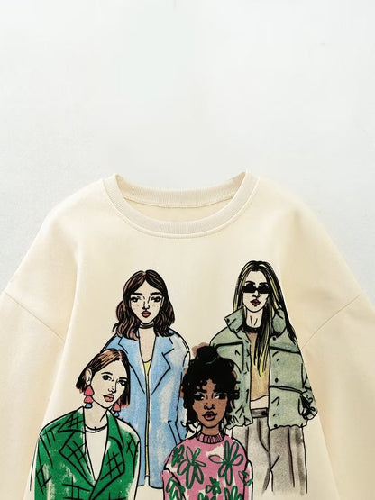 Women Clothing Girl Pattern Sweater