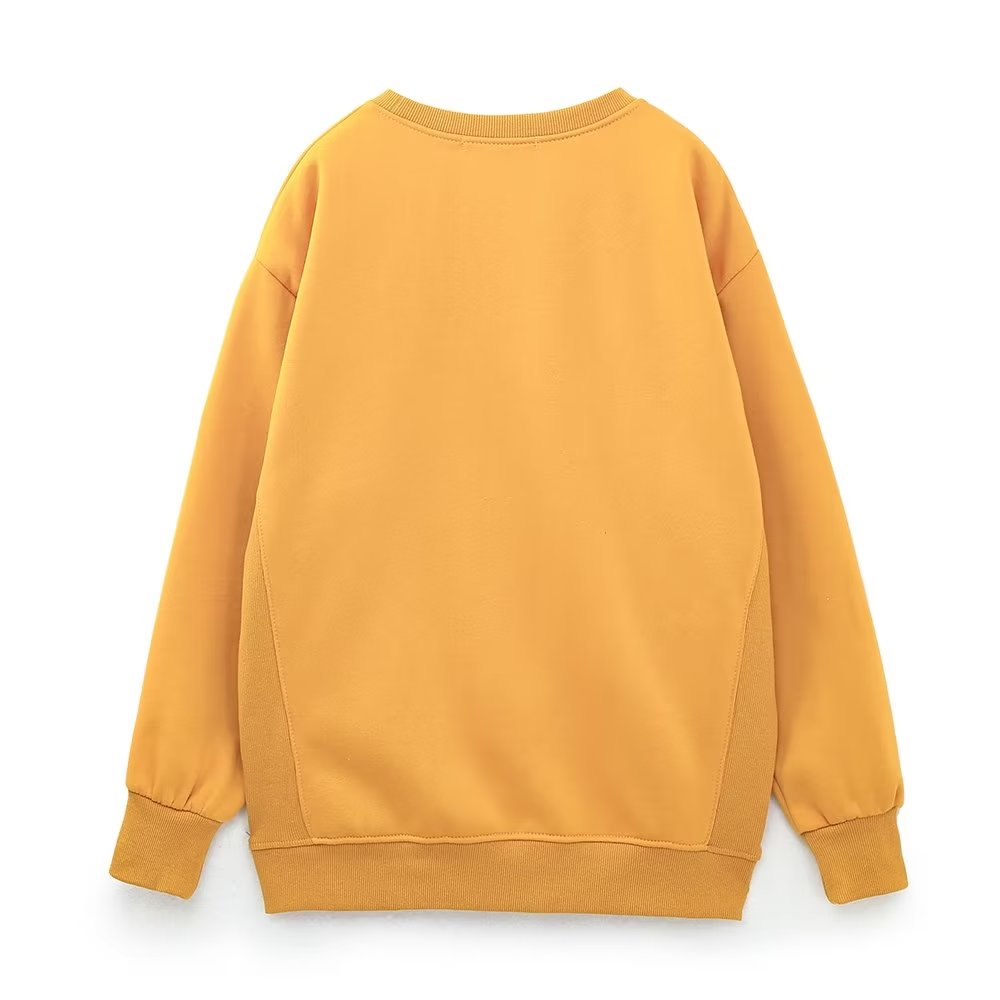 Spring Women Clothing Round Collar in Yellow Printed Loose Letter Graphic Sweater Women