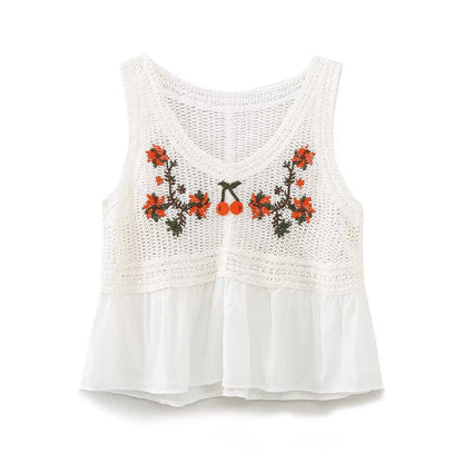 Knitted Camisole Sweet Cute Crocheted Short Cropped Sleeveless Bottoming Top