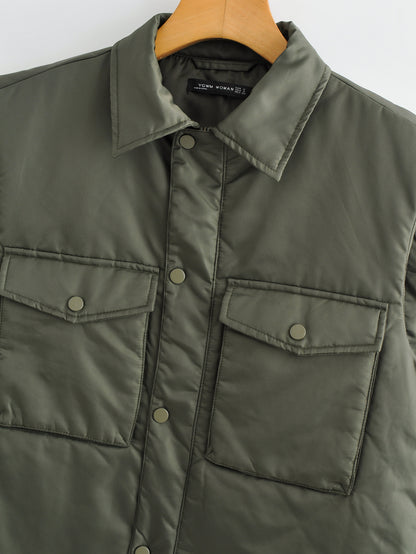 Spring Summer Cotton Padded Jacket Work Vest Army Green Vest Cardigan