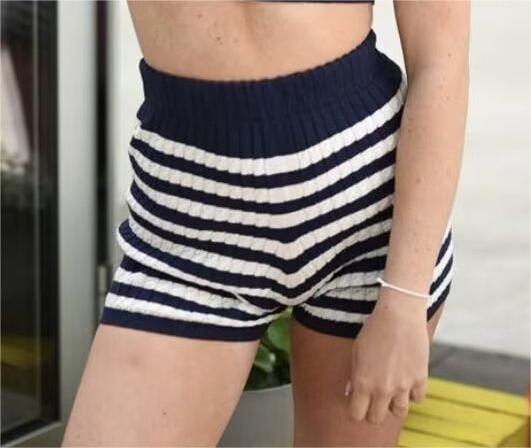Women Clothing Casual Chenille Striped Shorts